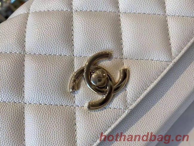 Chanel small flap bag Calfskin & Gold-Tone Metal A93749 white