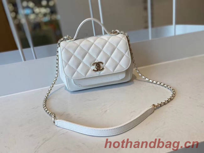 Chanel small flap bag Calfskin & Gold-Tone Metal A93749 white