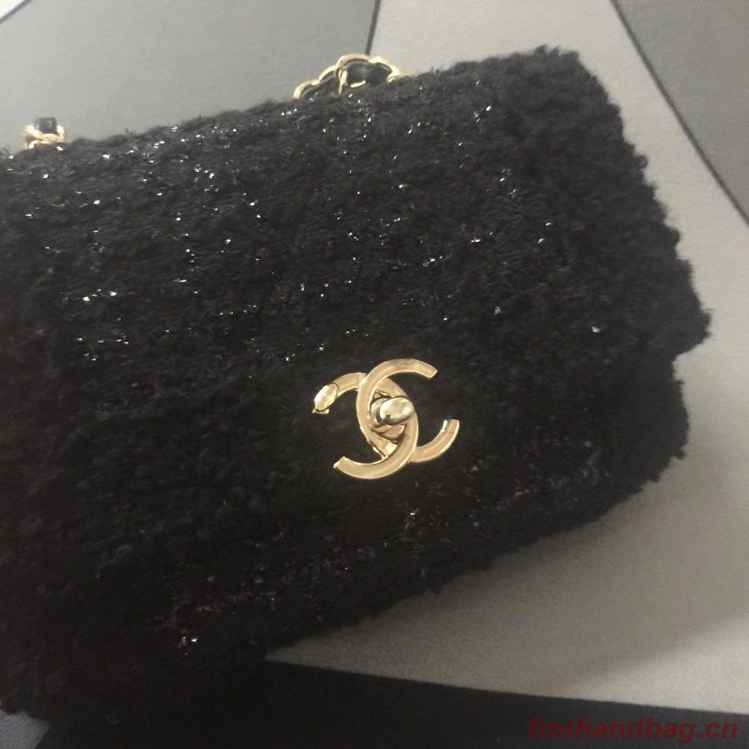 Chanel small flap bag Gold-Tone Metal AS1116 black