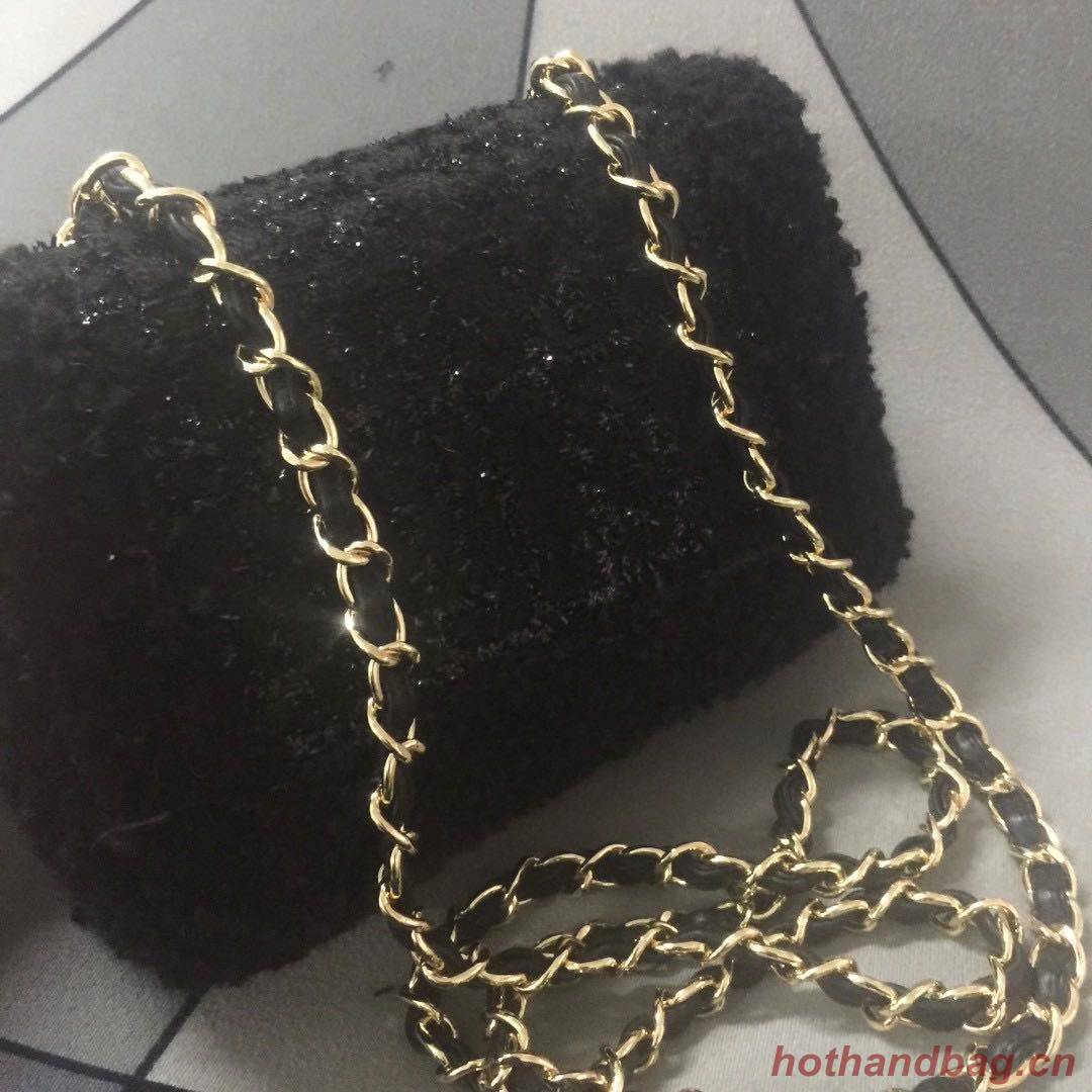 Chanel small flap bag Gold-Tone Metal AS1116 black