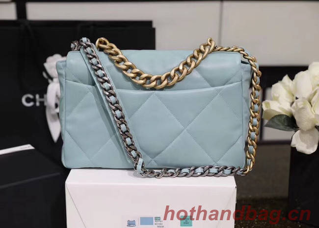 Chanel 19 flap bag AS1161 light blue
