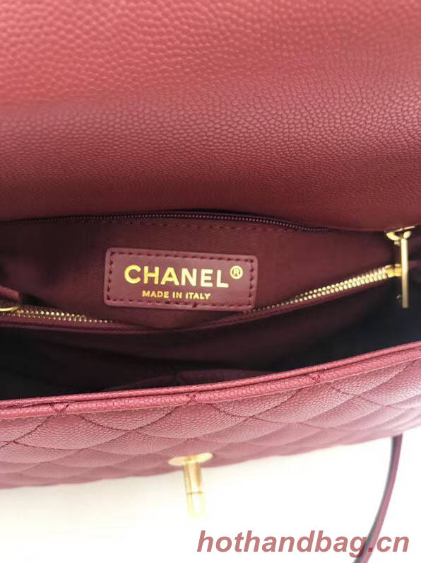 Chanel flap bag with Burgundy top handle A92991 Burgundy