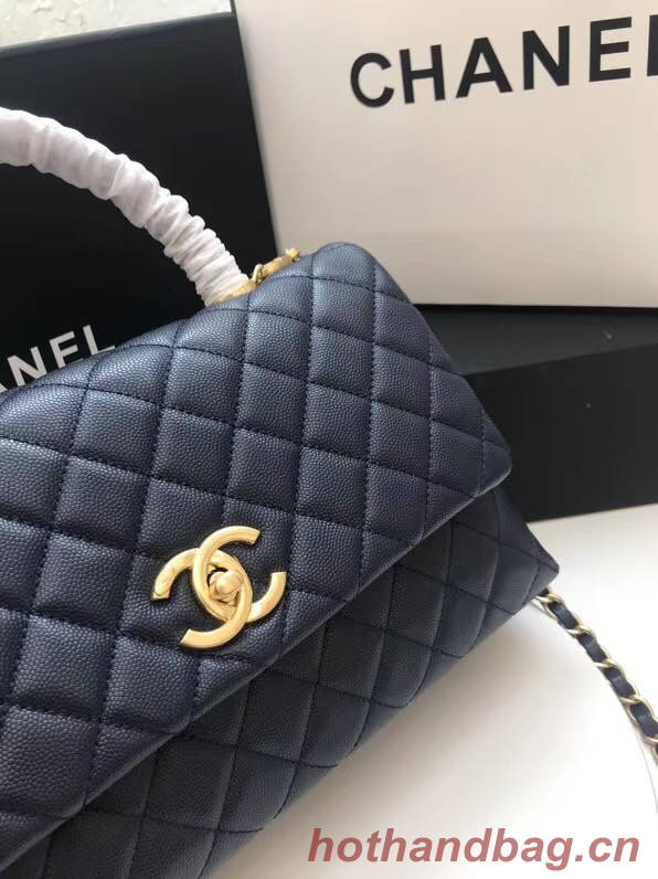 Chanel flap bag with Burgundy top handle A92991 dark Blue