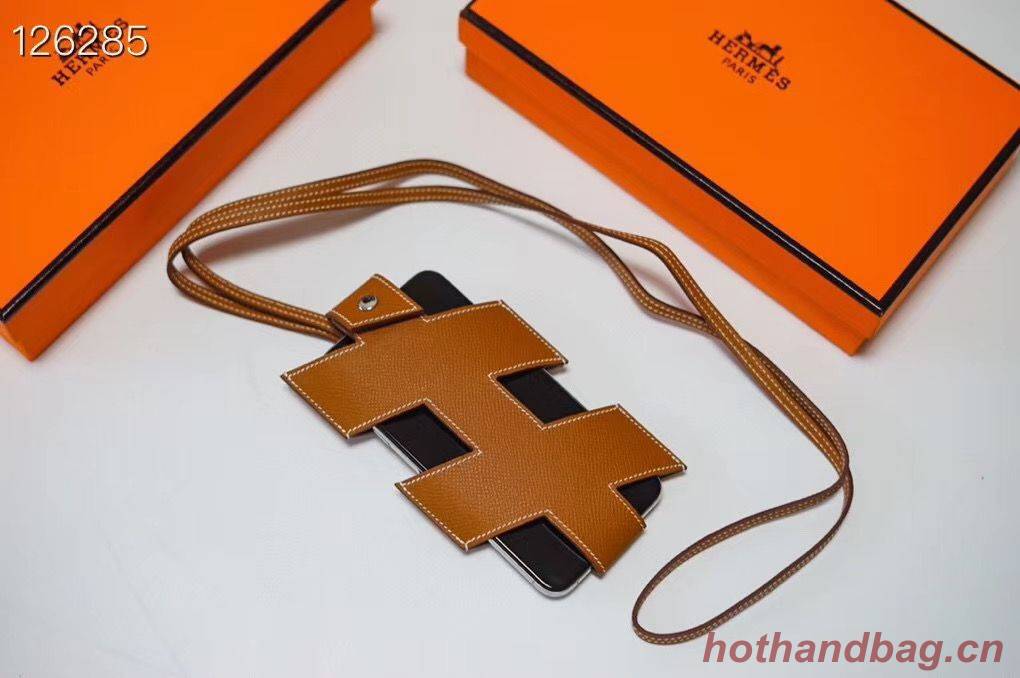 Hermes iPhone 11 pro Case Bag Original Leather H6698 Brown