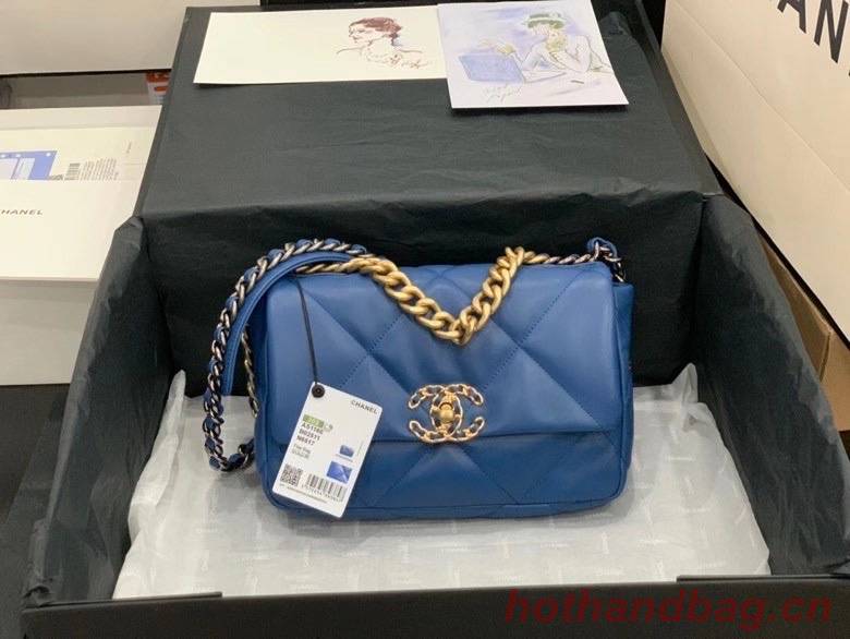 Chanel 19 flap bag AS1160 blue