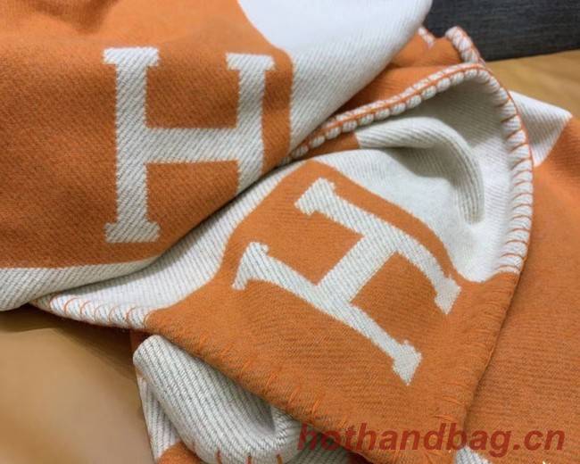 Hermes Lambswool & Cashmere Shawl & Blanket 71155 Orange