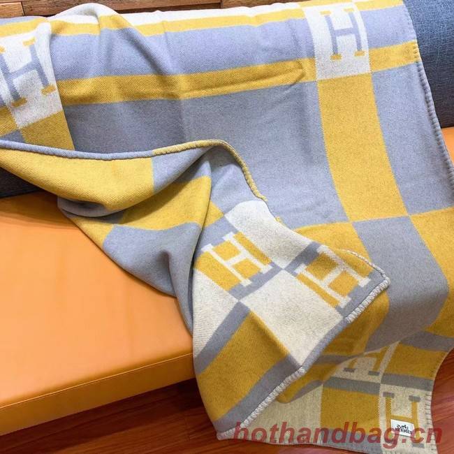 Hermes Lambswool & Cashmere Shawl & Blanket 71155 yellow
