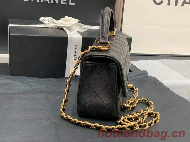 Chanel small tote bag Sheepskin & Gold-Tone Metal AS2431 black