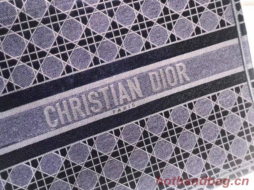 DIOR BOOK TOTE blue Cannage Embroidered Velvet M1286Z