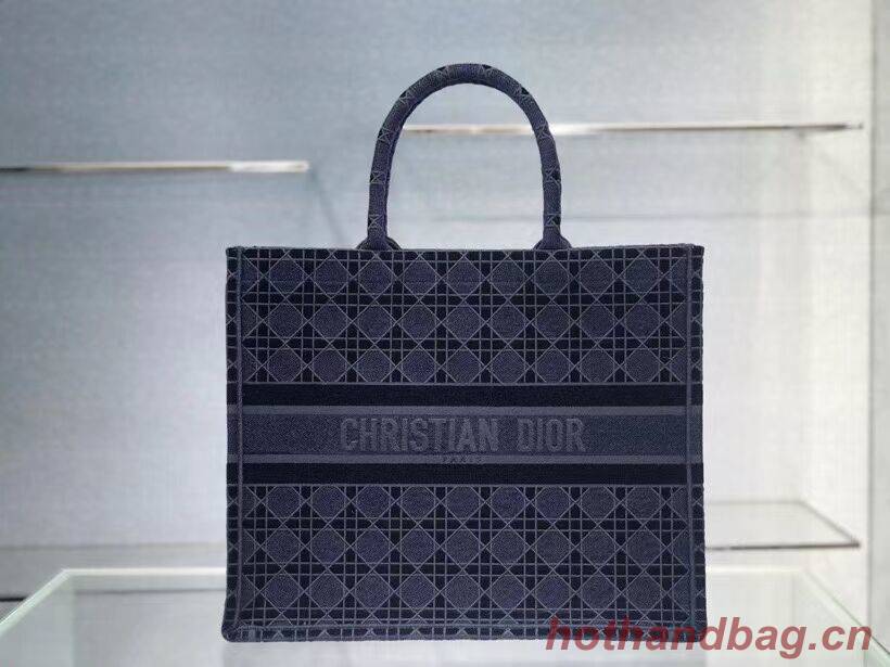 DIOR BOOK TOTE blue Cannage Embroidered Velvet M1286Z