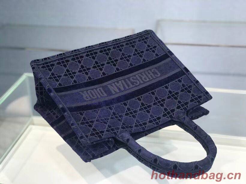 SMALL DIOR BOOK TOTE blue Cannage Embroidered Velvet M1287Z SMALL DIOR BOOK TOTE blue Cannage Embroidered Velvet M1287Z