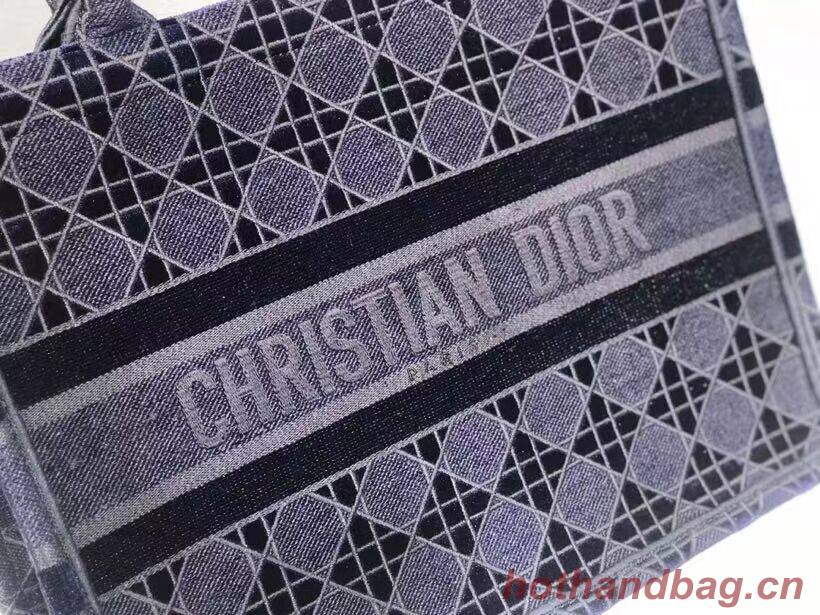 SMALL DIOR BOOK TOTE blue Cannage Embroidered Velvet M1287Z SMALL DIOR BOOK TOTE blue Cannage Embroidered Velvet M1287Z