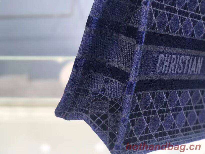 SMALL DIOR BOOK TOTE blue Cannage Embroidered Velvet M1287Z SMALL DIOR BOOK TOTE blue Cannage Embroidered Velvet M1287Z