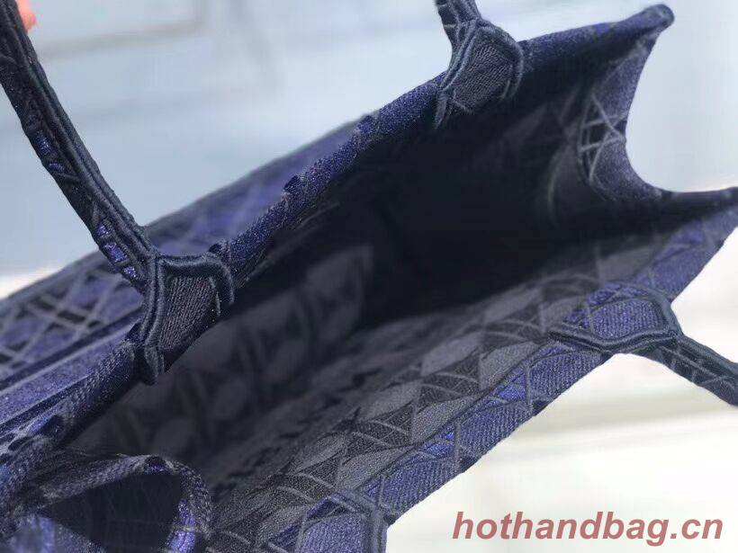 SMALL DIOR BOOK TOTE blue Cannage Embroidered Velvet M1287Z SMALL DIOR BOOK TOTE blue Cannage Embroidered Velvet M1287Z