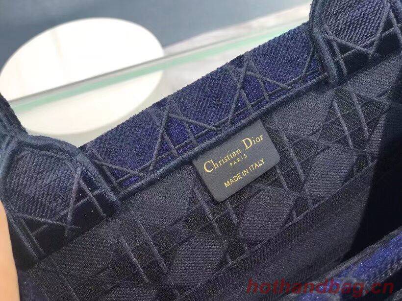 SMALL DIOR BOOK TOTE blue Cannage Embroidered Velvet M1287Z SMALL DIOR BOOK TOTE blue Cannage Embroidered Velvet M1287Z