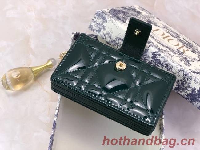 LADY DIOR 5-GUSSET CARD HOLDER Vents Patent Cannage Calfskin S0074OV blackish green