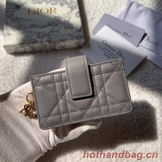 LADY DIOR 5-GUSSET CARD HOLDER Vents Patent Cannage Calfskin S0074OV gray