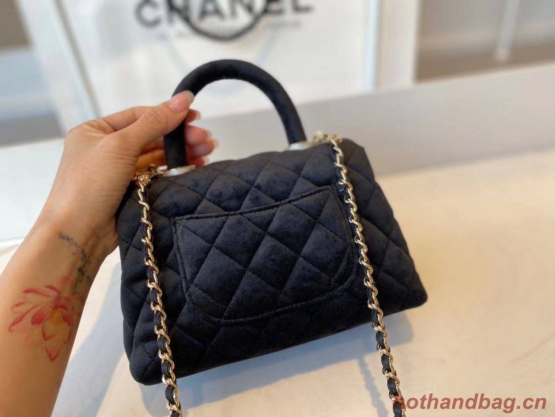 Chanel mini flap bag with top handle AS2215 black