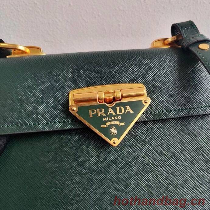 Prada Saffiano leather Prada Symbole bag 1BD270 blackish green