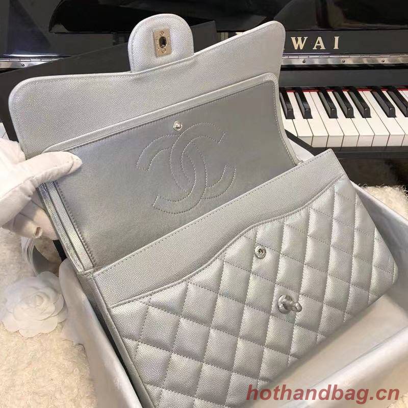 Chanel 2.55 Series Flap Bag Leather A1112CF silvery