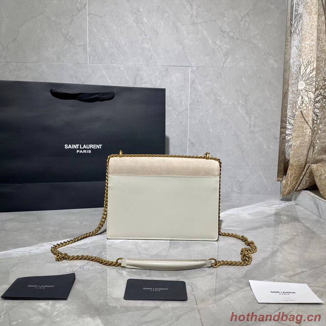 Yves Saint Laurent Calfskin Leather Shoulder Bag Y422906L white