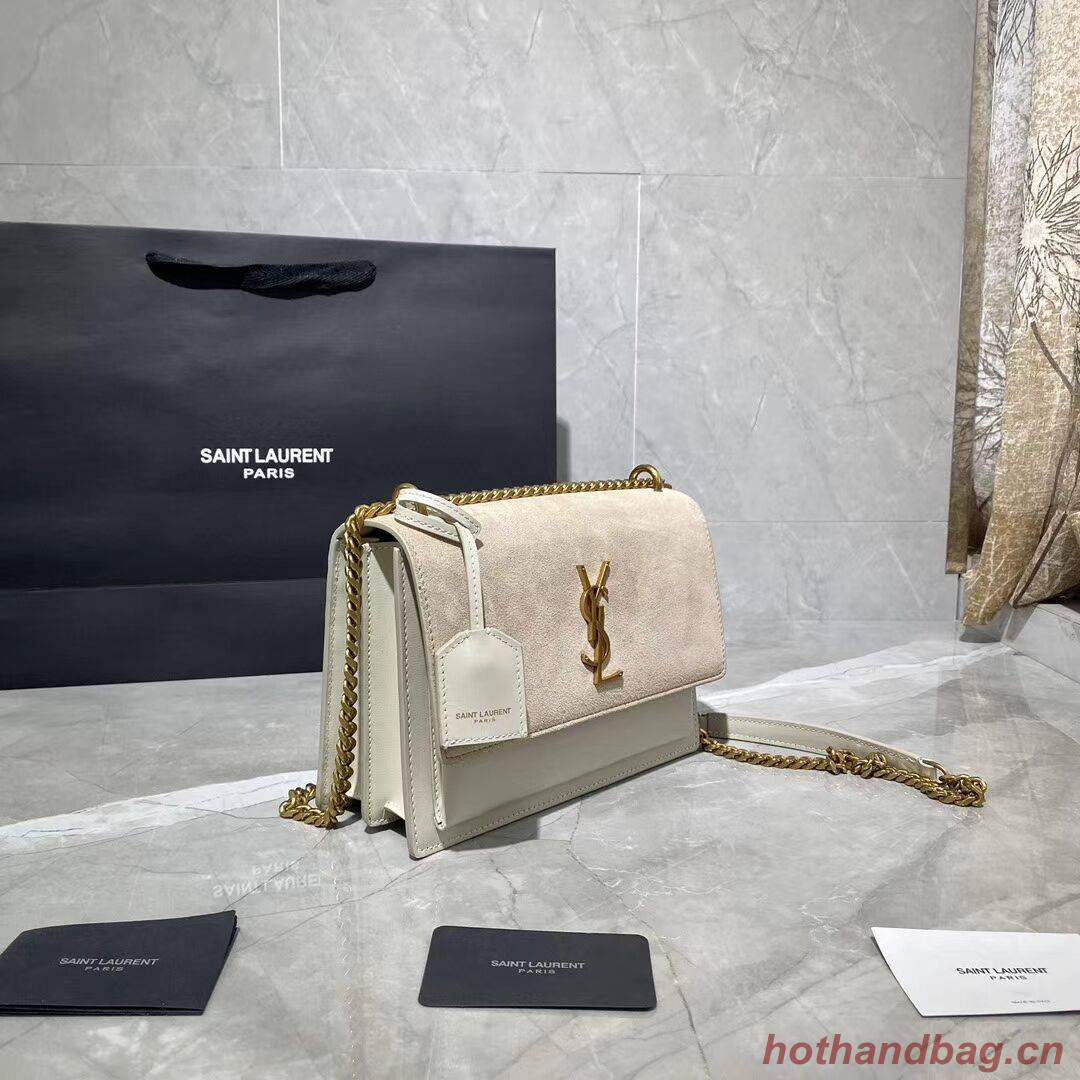 Yves Saint Laurent Calfskin Leather Shoulder Bag Y422906L white