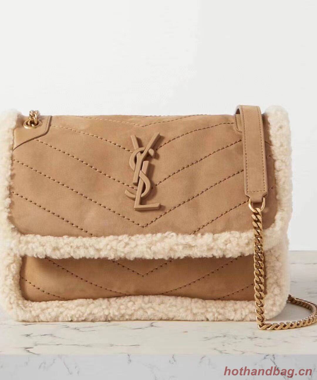 Yves Saint Laurent IN Cashmere AND SMOOTH LEATHER Y533037 brown