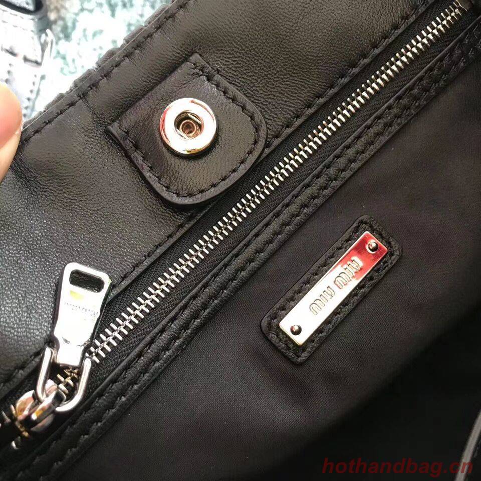 miu miu Matelasse Nappa Leather shoulder bag 5BA067 black