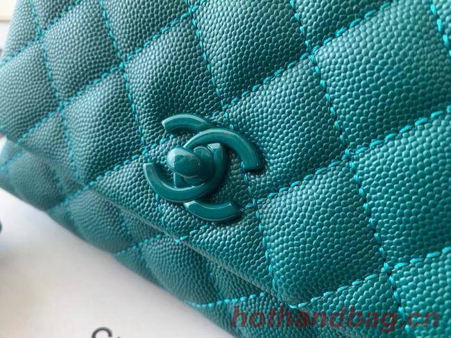 Chanel coco mini flap bag with top handle AS2215 green