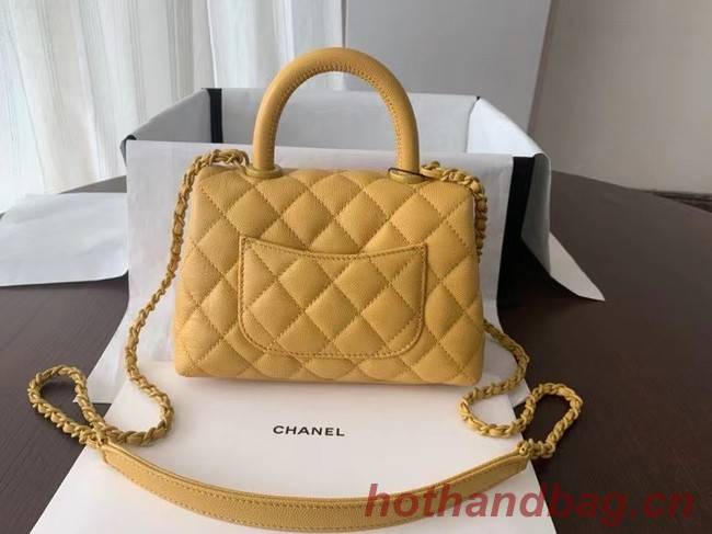Chanel coco mini flap bag with top handle AS2215 yellow