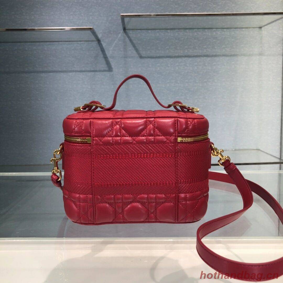 DIOR SMALL DIORTRAVEL VANITY CASE Cannage Lambskin S5488U red DIOR SMALL DIORTRAVEL VANITY CASE Cannage Lambskin S5488U red