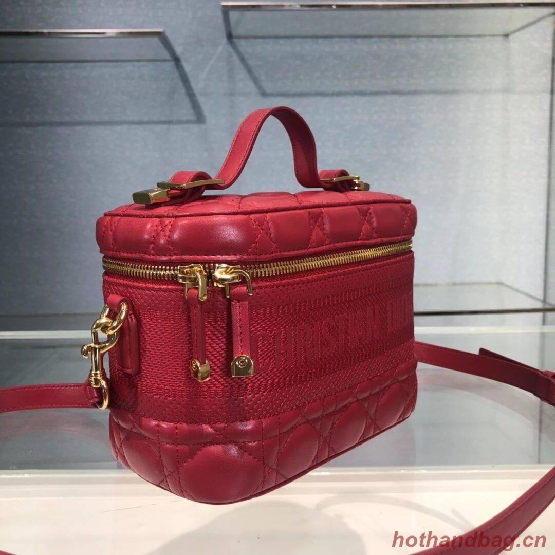 DIOR SMALL DIORTRAVEL VANITY CASE Cannage Lambskin S5488U red DIOR SMALL DIORTRAVEL VANITY CASE Cannage Lambskin S5488U red