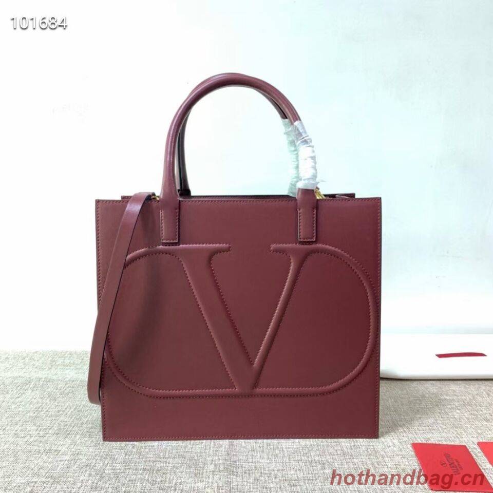 VALENTINO Origianl leather tote V2021 oxblood red