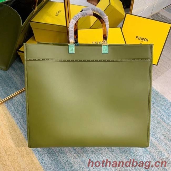 FENDI SUNSHINE MEDIUM green leather shopper 8BH386A