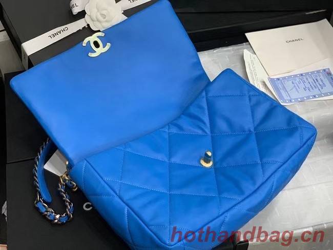 chanel 19 large flap bag AS1162 Electric blue