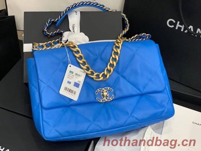 chanel 19 large flap bag AS1162 Electric blue