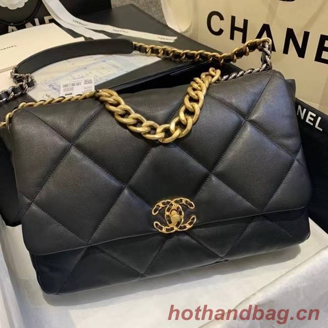chanel 19 large flap bag AS1162 black