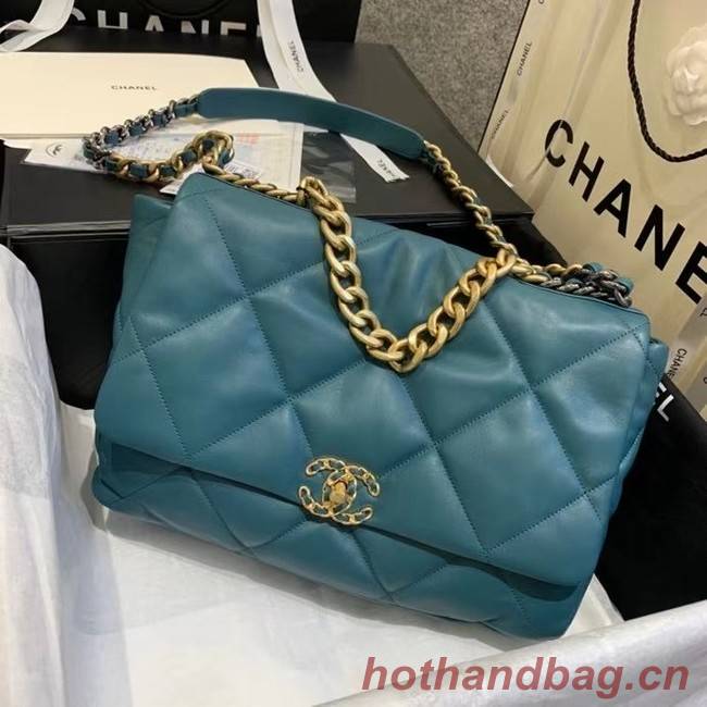 chanel 19 large flap bag AS1162 blue
