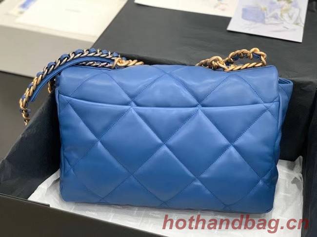 chanel 19 large flap bag AS1162 dark blue