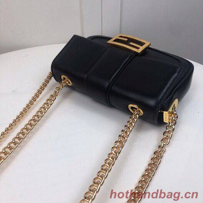 FENDI MINI BAGUETTE CHAIN Black nappa leather bag 8BS045A FENDI MINI BAGUETTE CHAIN Black nappa leather bag 8BS045A