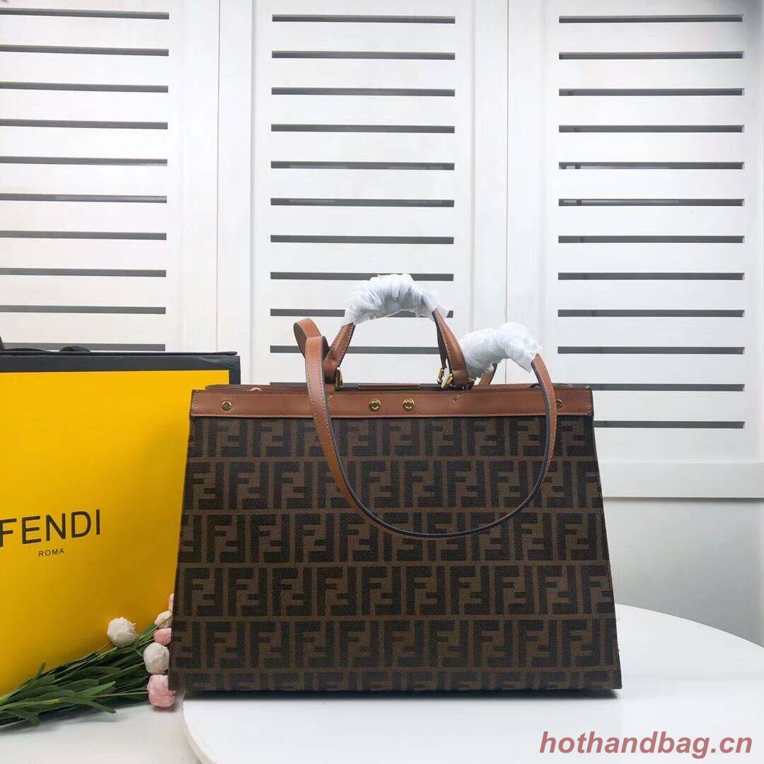 FENDI PEEKABOO X-TOTE canvas bag 8BH374A brown