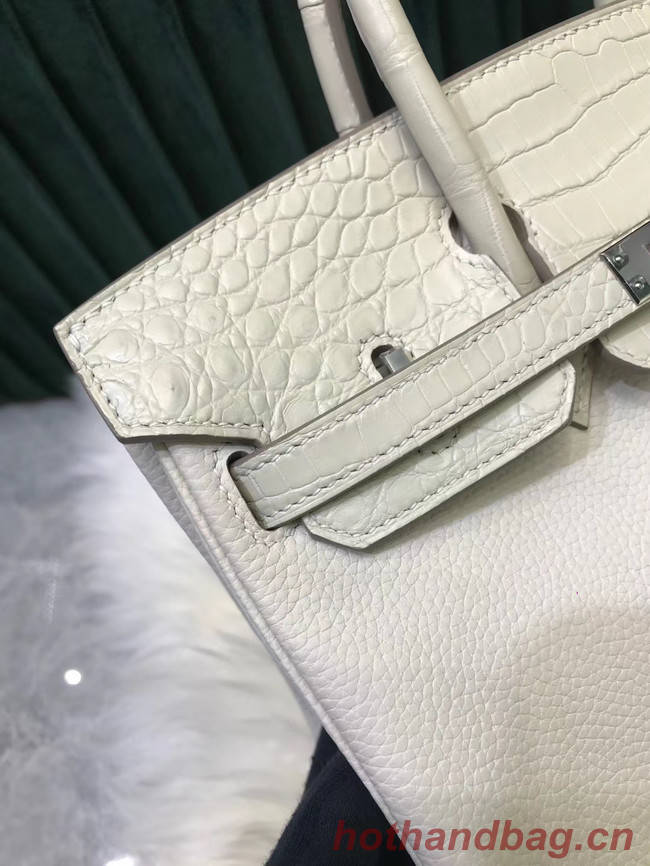 Hermes Birkin Bag Original Leather crocodile togo HBK2530 &white
