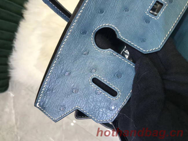 Hermes Birkin Bag Original Leather Ostrich skin HBK2530 Blue