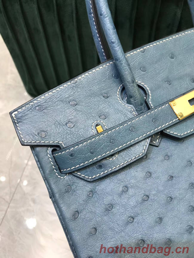 Hermes Birkin Bag Original Leather Ostrich skin HBK2530 Blue
