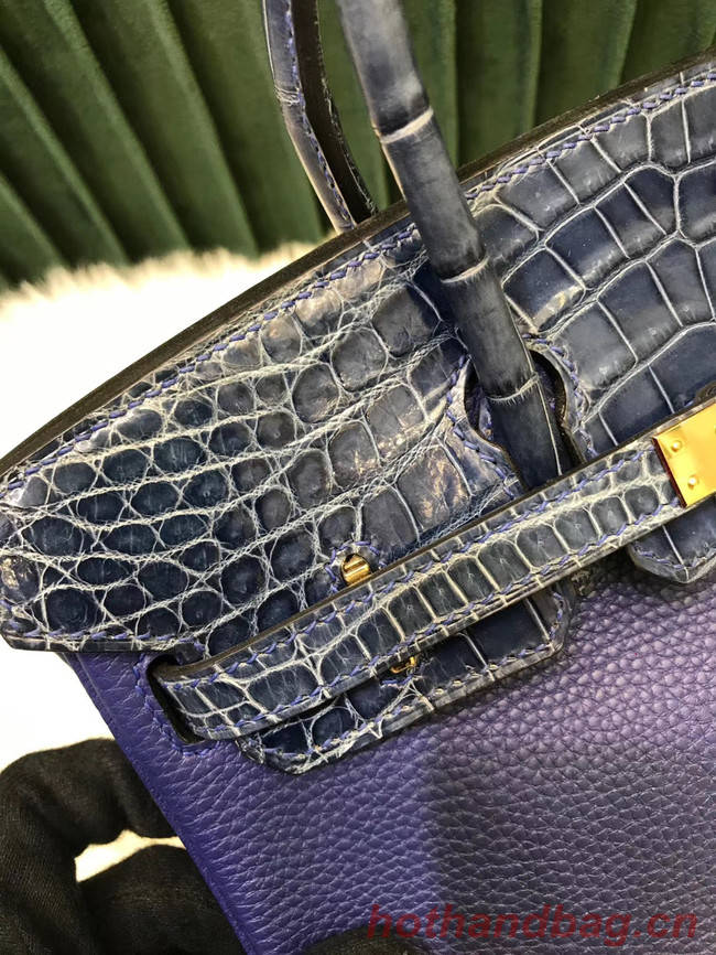 Hermes Birkin Bag Original Leather crocodile togo HBK2530 Blue