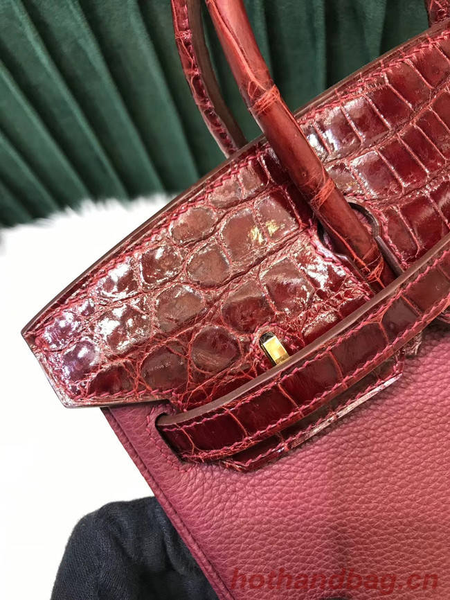 Hermes Birkin Bag Original Leather crocodile togo HBK2530 Burgundy