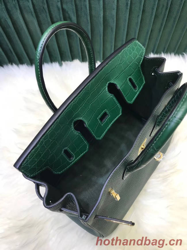 Hermes Birkin Bag Original Leather crocodile togo HBK2530 blackish green