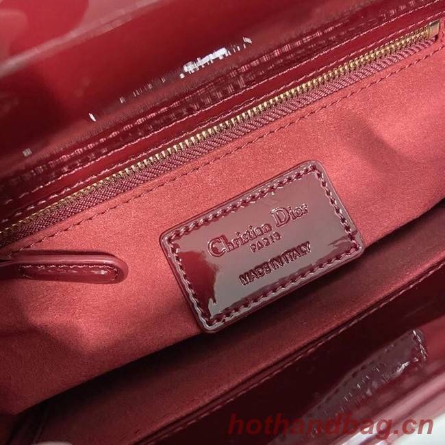 SMALL LADY DIOR BAG Red Patent Calfskin M0531