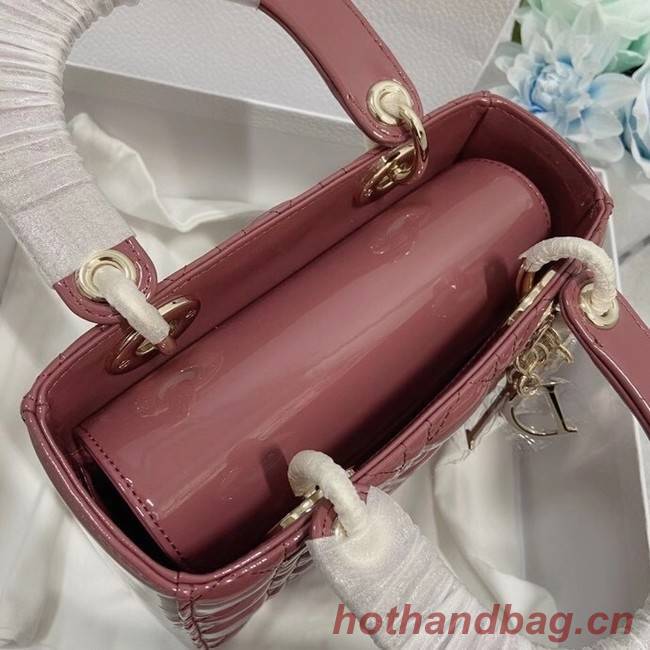 SMALL LADY DIOR BAG Rose Des Vents Patent Calfskin M0531