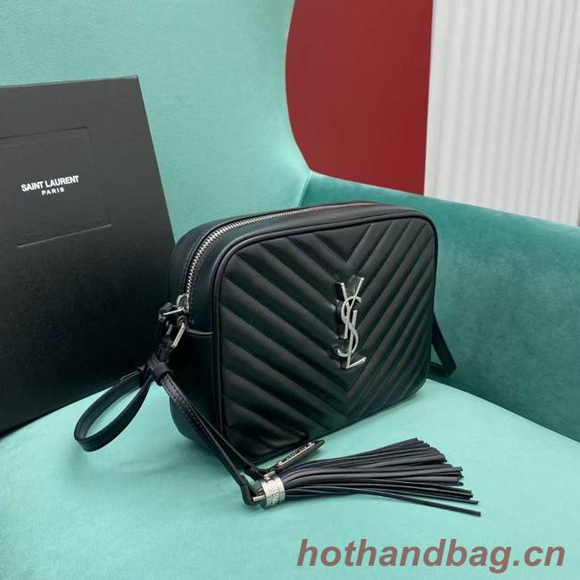Yves Saint Laurent LOU CAMERA BAG IN QUILTED LEATHER 612544 black&silver
